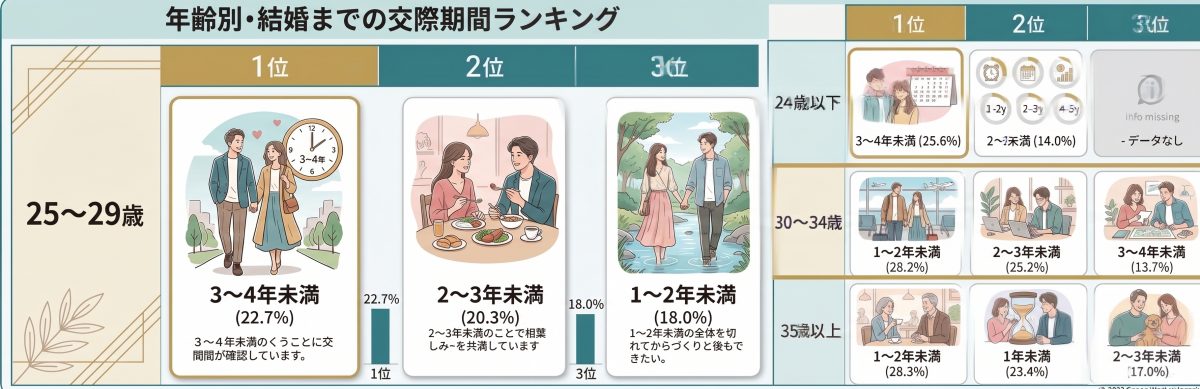 年代別交際までの期間ランキング