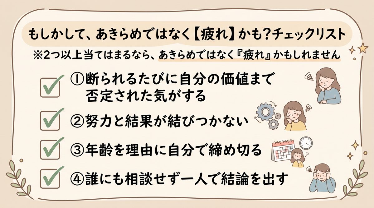 結婚あきらめた　疲れ？チェック